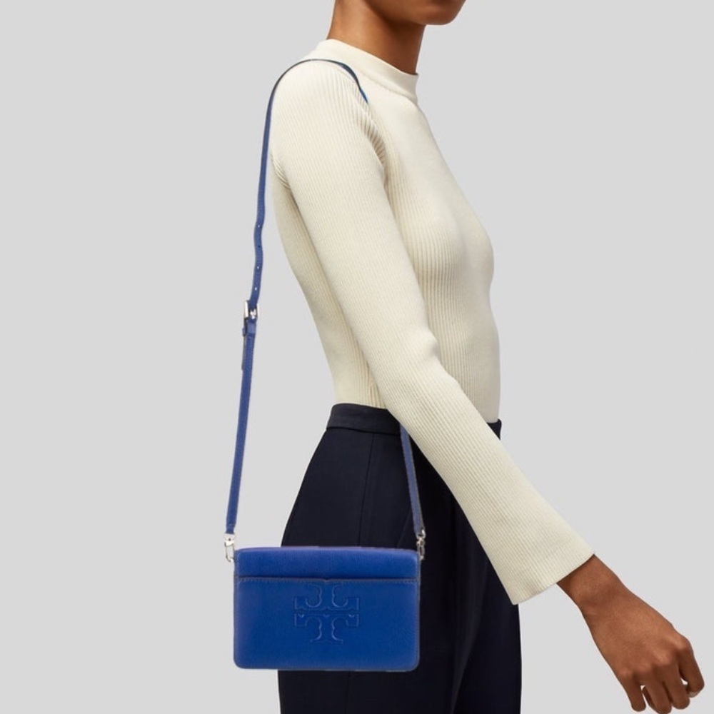 New TORY BURCH Blue Bombe T Combo Crossbody Bag